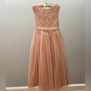 My Best Kids Girls Lace Tulle Dress in Peach Pink